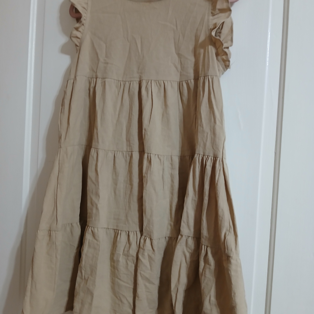 Source Unknown Asymmetrical Tan Dress